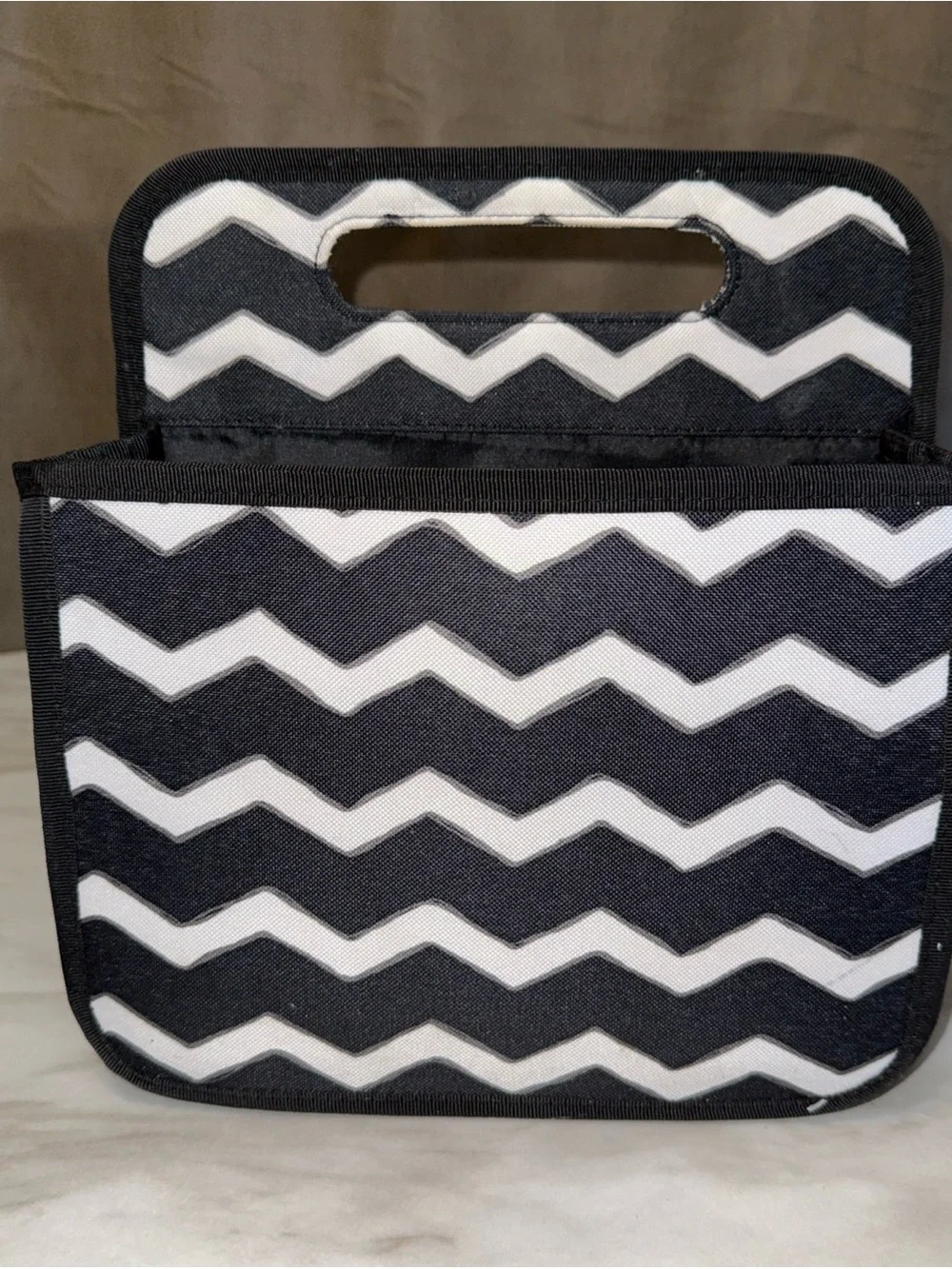 Thirty one black white chevron double sided carry all tote